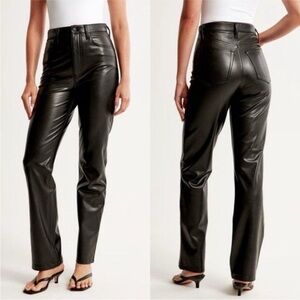 Abercrombie and Fitch The 90s Straight Ultra High Rise Vegan Leather Pants 00s